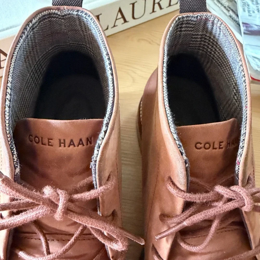 Cole Haan Mens C37588 British Tan Leather Chukka Boots Lug Sole Size 9.5 M